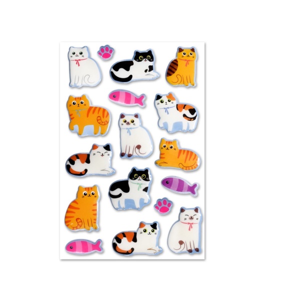 3D Glossy Puffy Cat Stickers 5.75" x 4" - Picture 3 of 4
